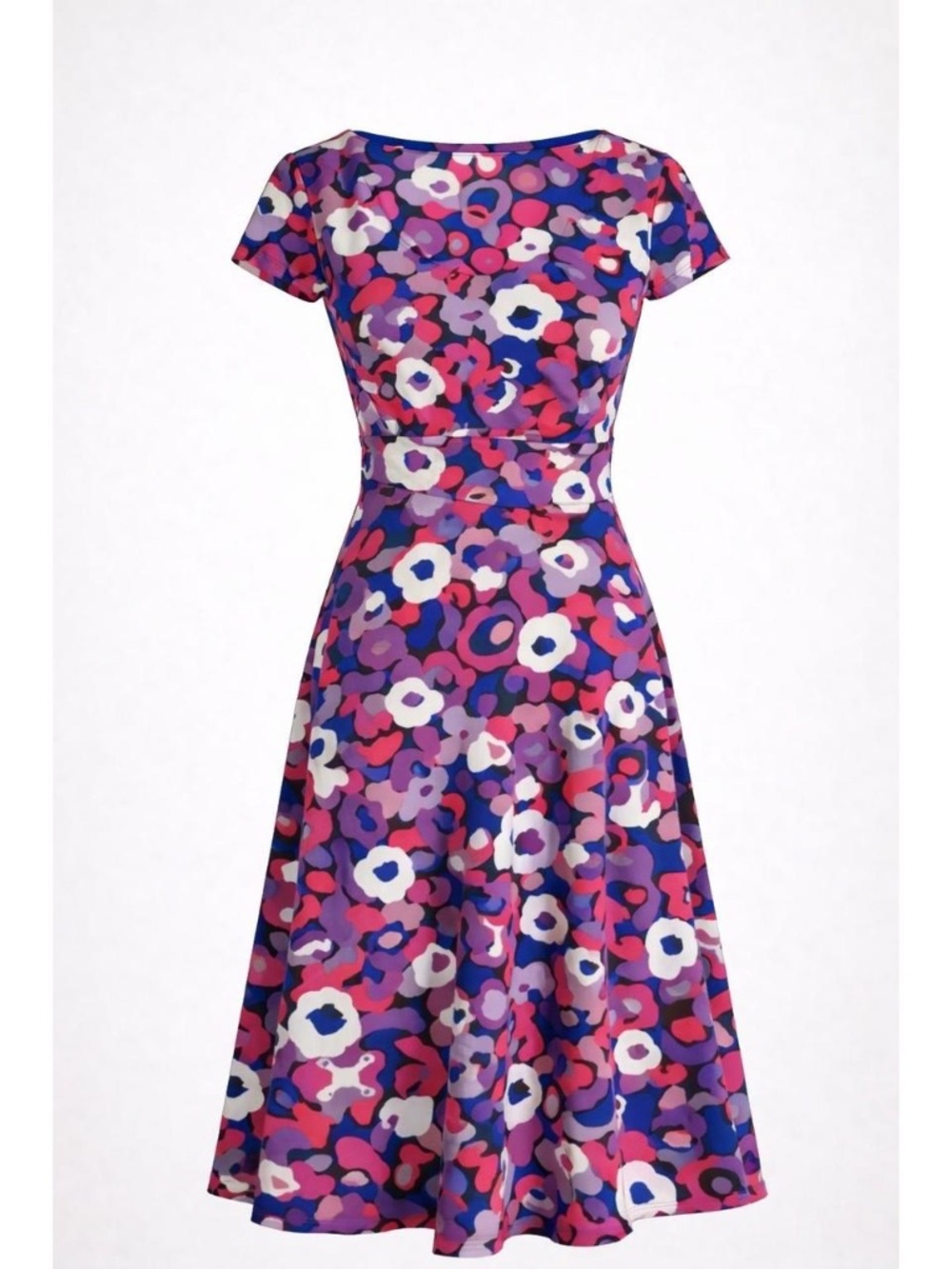 Boden Midi Jersey Dress Purple Red Pink Floral Short-sleeve